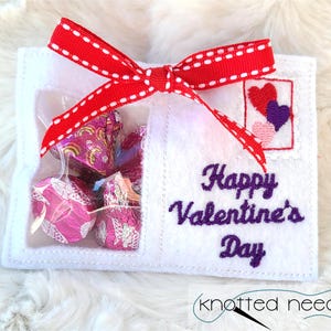 Valentine Leckerli Tasche Postkarte Leckerli Tasche ITH Embroidery Design