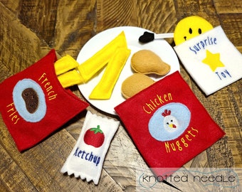 Kids Meal Chicken Nuggets French Fries Felt Food, In the Hoop Embroidery, ITH Embroidery Designs, In the Hoop Food, In the Hoop Toys