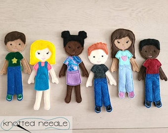 Felt Doll Kaleidescope Kids: ITH Embroidery Designs (Digital Download, 5x7 Hoop)