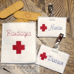 Felt Toy Bandages & Medical Badges: ITH Embroidery Designs (Digital Download, 4x4 Hoop)
