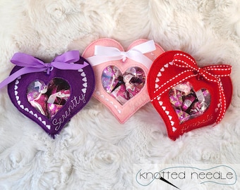 Valentine Heart Treat Bag ITH Embroidery Design (Digital Download, 4x4 and 5x7 Hoop Options)