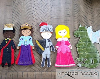 Felt Doll Fairytale Outfit Set: ITH Dragon, Knight, Princess Embroidery Designs (Digital Download, 5x7 Hoop)