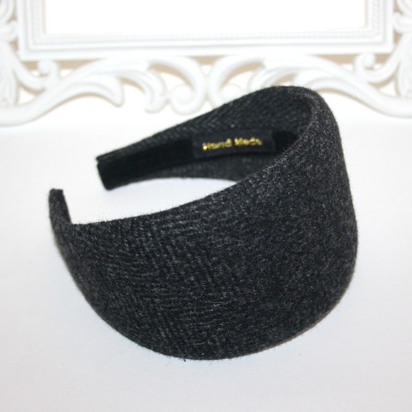 Wool headband tweed warmer head scarf herringbone headband women winter adjustable hairband with metal insert warm alopecia head covering