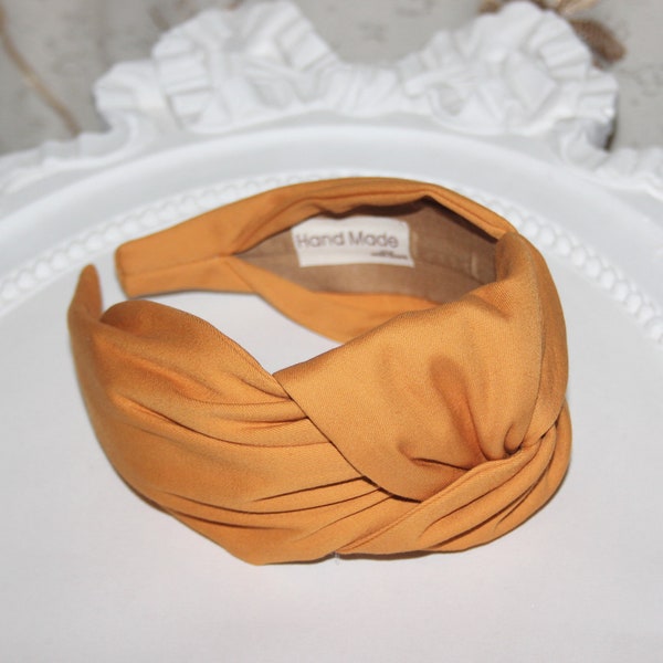 Mustard headband turban for women Cotton 50s knot headscarf