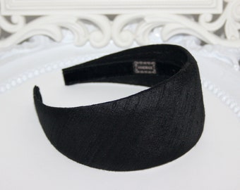 Pure silk headband Black 2.75" inch extra wide silk hair protection scarf classic waldorf hairband for women, more widths available