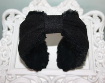 Black earmuffs women Faux fur ear warmer Comfy headband turban Warm skiing earmuffs headphones Winter head accessories