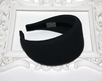 Black puffy hairband, Italian muslin padded headband for women, plastic free, unique design for medium and large head size