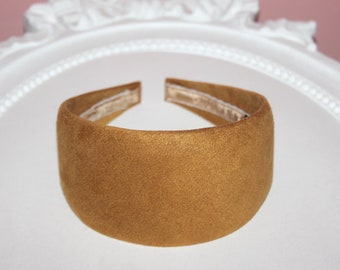 Wide covered headband mustard suede hairband scarf sophisticated headbands for women, plastic free