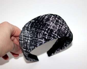 Black & White velvet headband for women 2.75" inch extra wide headband scarf classic waldorf hairband