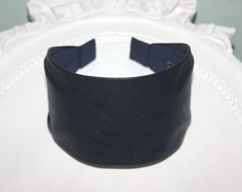 Bluish black leather headband scarf spring/autumn hairband women head scarf wide fall headband