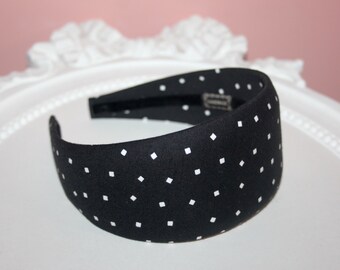 Black & White headband for women Wide headwear Polka dot head scarf, no plastic, no hard, adjustable headband