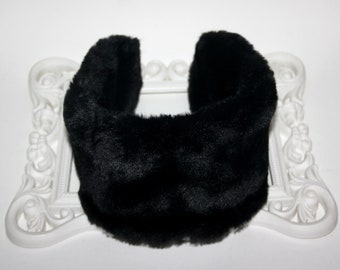 Black earmuffs comfy ear warmer fluffy headband turban women skiing earmuffs headphones faux fur earmuffs winter head accessories
