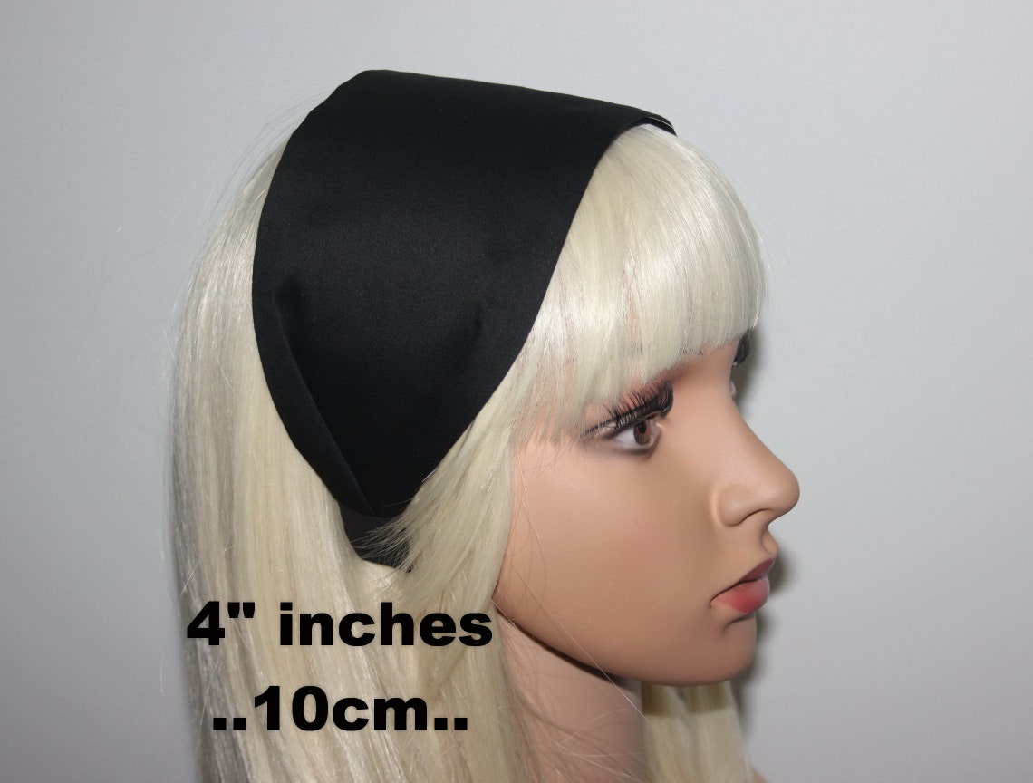 Black cotton headband wide plain headband scarf comfortable Etsy