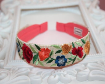 Embroidered headband for woman Colorful silk hairband stylish headpiece exquisite headband scarf