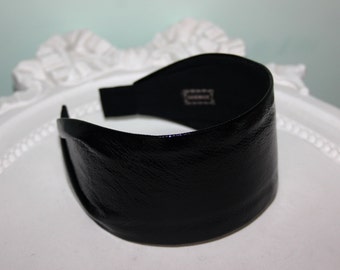 Patent leather headband Black hairband women head scarf wide faux leather fall headband