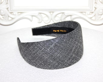 Black & Silver woman headband wide viscose hairband for women