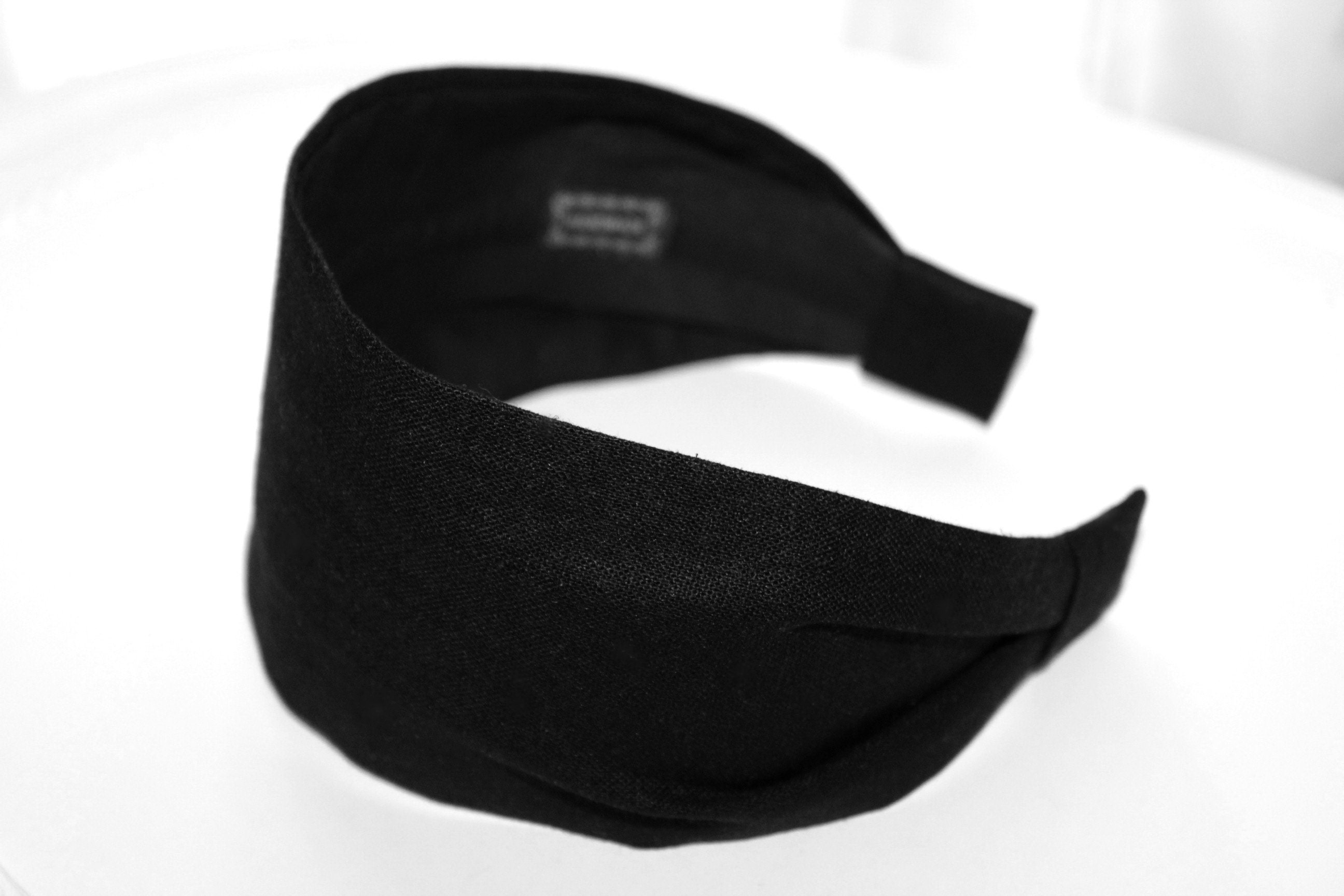 Black linen headband women plain hairband bandana structured Etsy