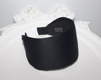 Black headbands satin touch wide cotton head cover Business attire women head scarf plain fabric headwrap