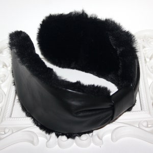 Black woman earmuffs faux leather/faux fur fluffy ear muffs skiing headphones running earmuffs ear warmer headband turban image 8