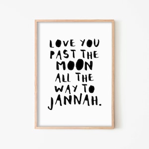 Love You Past the Moon - Black/Block | Framed Print