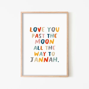 Love You Past the Moon - Brights | Framed Print