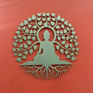 Tree Of Life Buddha Metal Wall Art - Meditation Yoga Decor 35x35 Inch