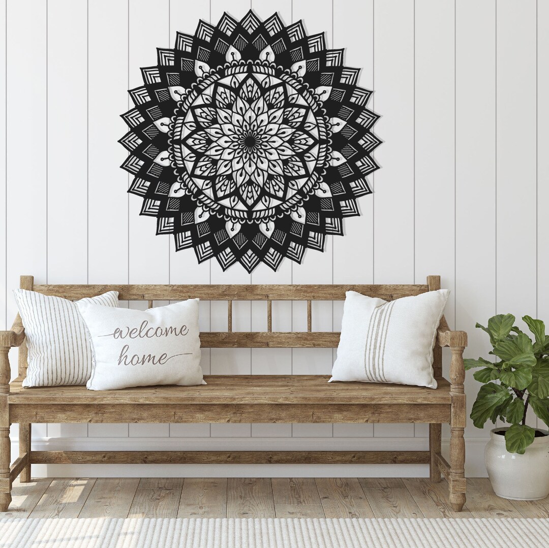 Serenity Mandala Wall Art, Bohemian Wall Decor, Boho Decor, Outdoor ...