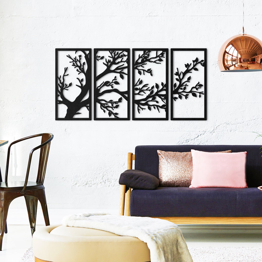 Tree of Life 4 Panels, Metal Tree Wall Art, Tree Sign, Metal Wall Decor