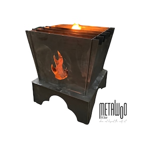 Flame Personalized Fire Pit, Outdoor Wood Burning Collapsible Pits, Solo Stove, Solid Steel Campfire, Family Name Fire Pit, Outdoor Fireplac