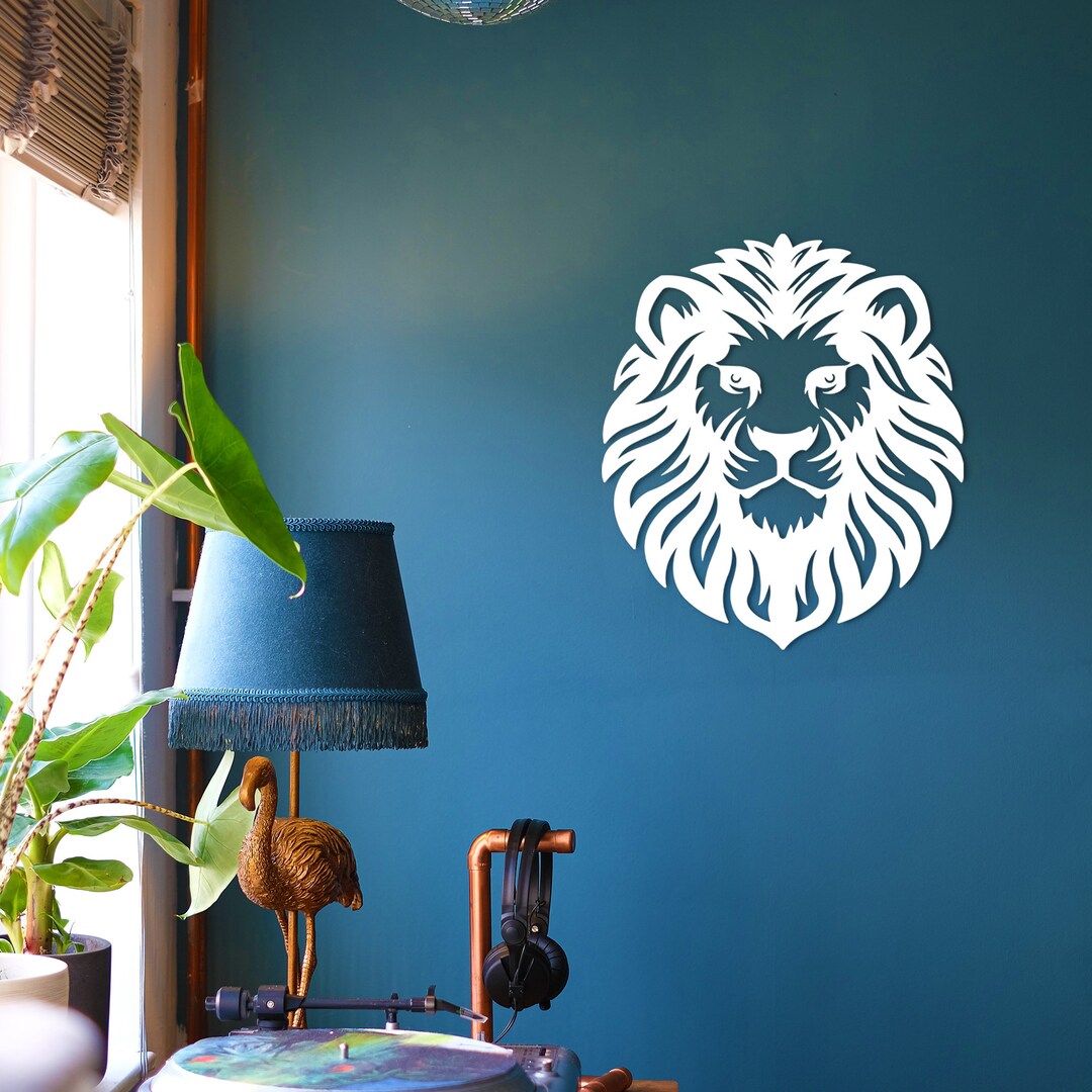 Lion Head Metal Wall Decor, Metal Wall Hanging, Living Room Wall Art