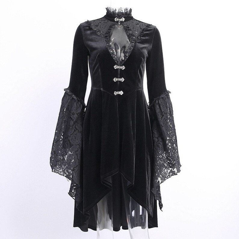 Y2k Gothic Long Sleeve A-line Mini Cloak Turtle Neck Pull-up - Etsy