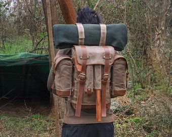 leather bushcraft backpack