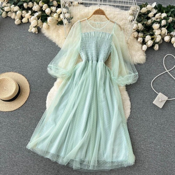 Mint Chiffon Dress Etsy