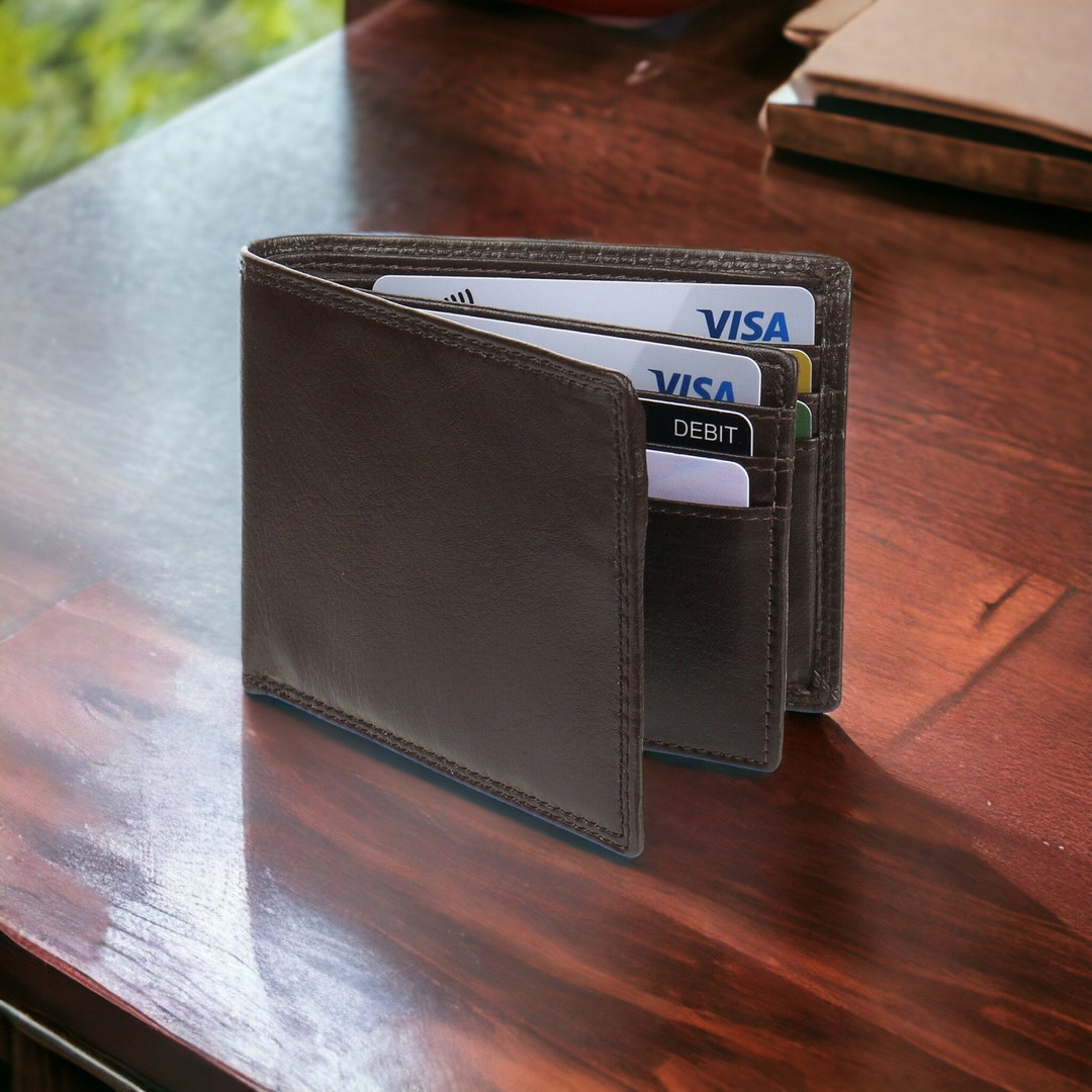 RAS Men's Slim RFID Blocking Leather Wallet | Genuine Black Leather, Trifold With Cardholder (Style 103)