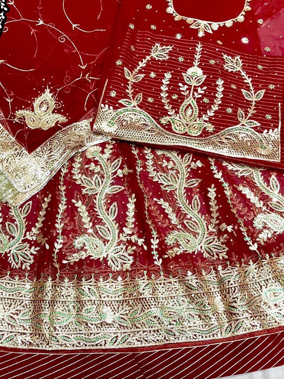 Saundaryam Fashions sequence Half Pure Wedding Sangeet Rajputi Poshak in Red Etsy UK
