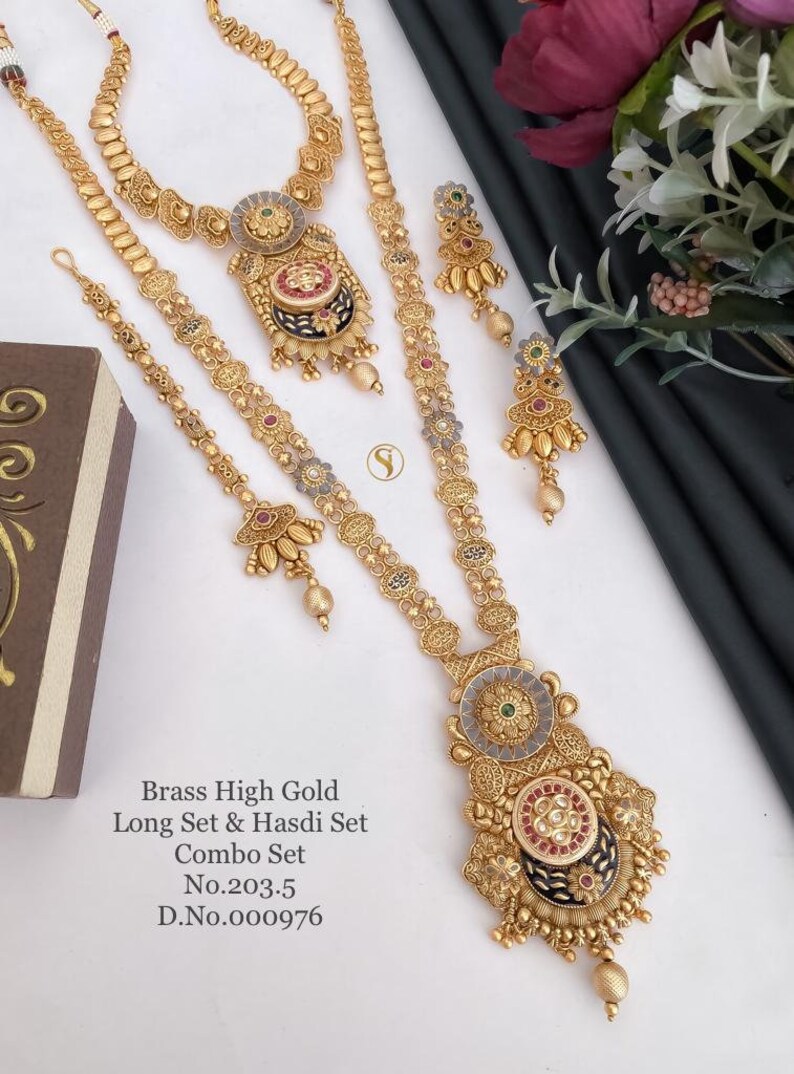 Women's Brass High Gold Plated Long & Small Combo Etsy