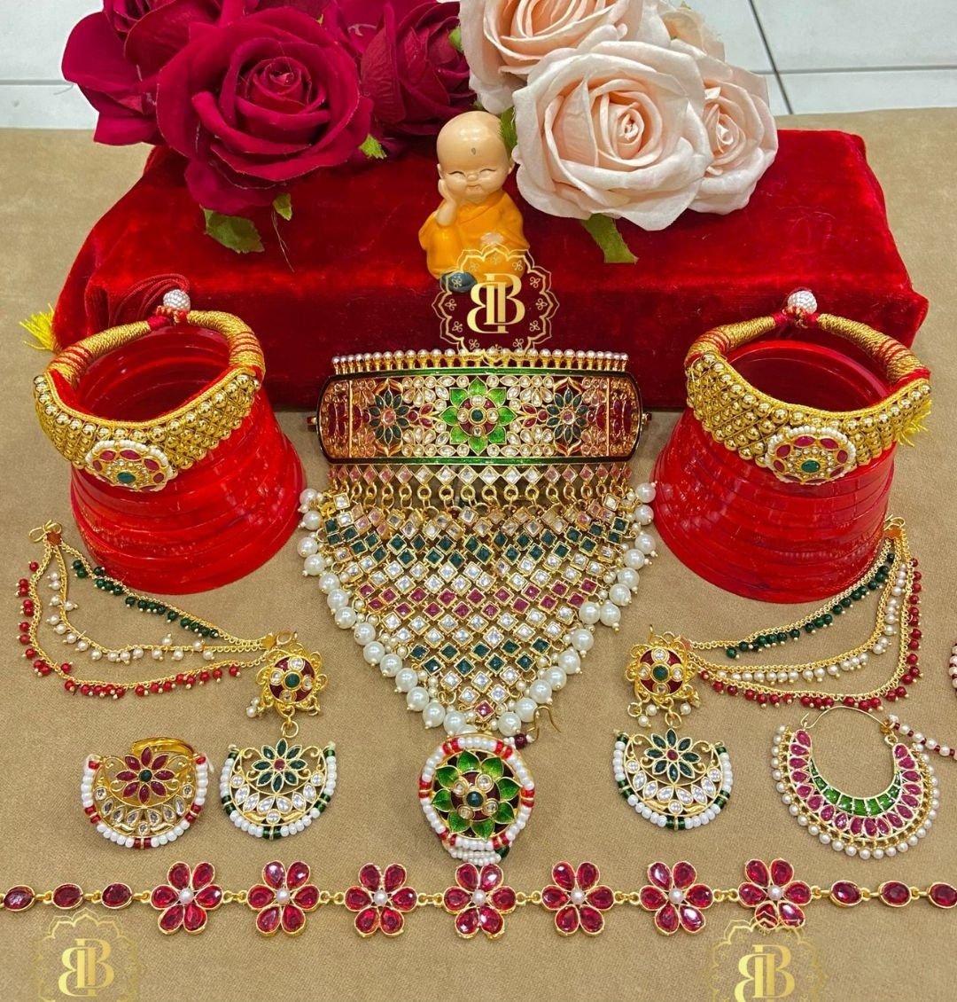 Saundaryam Fashions Women s Rajwadi Kundan Pearl New Traditional Rajputi Jewellery Set Etsy UK