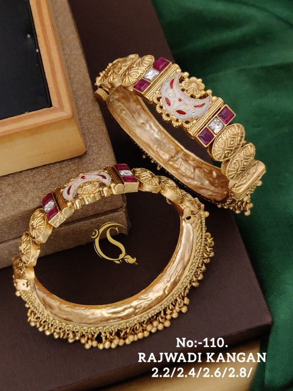 Women s Antique High Gold Openable Patla Bengal rajwadi Brass High Gold Bangles Etsy UK