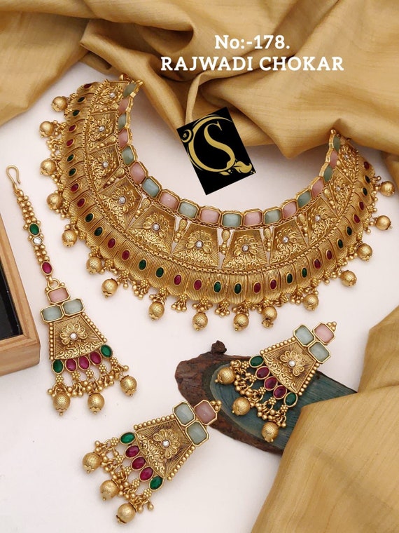 Rajwadi choker set deals