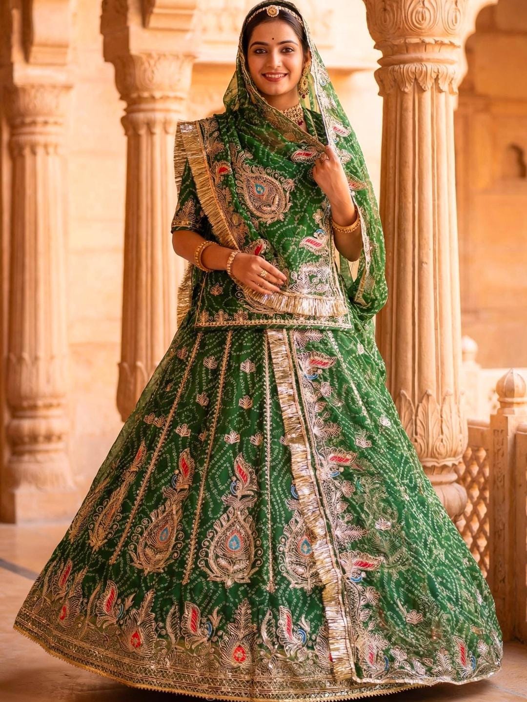 white christmas dresses Natural Crepe Poshak with Pure Odni | Tari Zari Resham Work main image 0