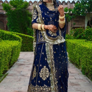 Royal blue top rajputi poshak