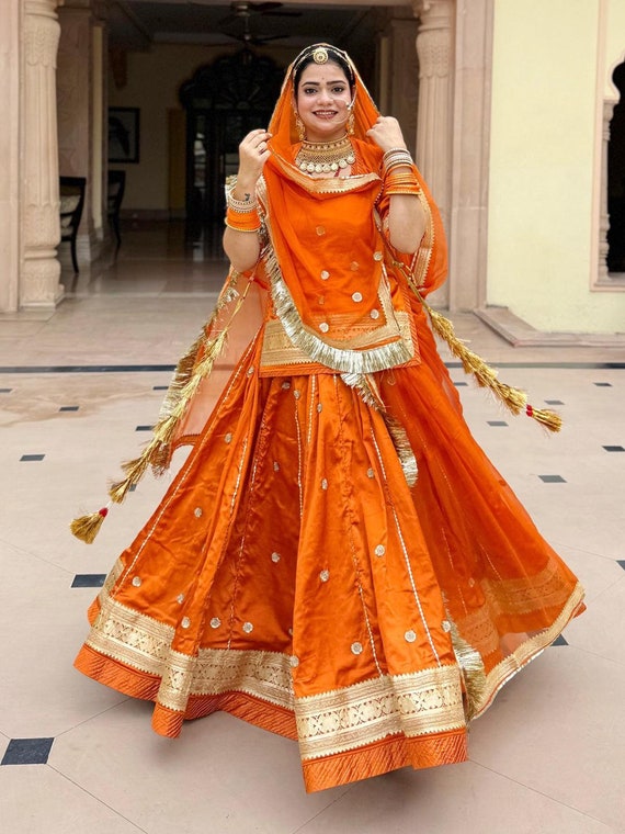 32 Kali Satan and Hamrahi Pure Party Wear Festive Gotta Patti Work Rajputi Poshak in Orange Colour Etsy UK