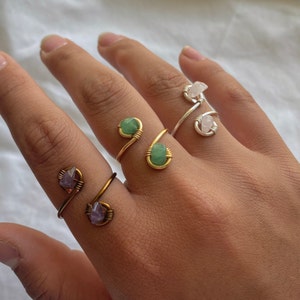 Adjustable Crystal Ring | Wire Ring (Customizable Crystal and Wire color)