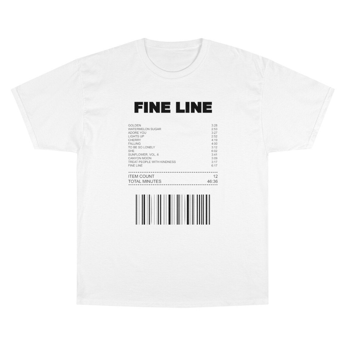 Fine Line Album Tshirt / Limited Edition / Bar Code Etsy