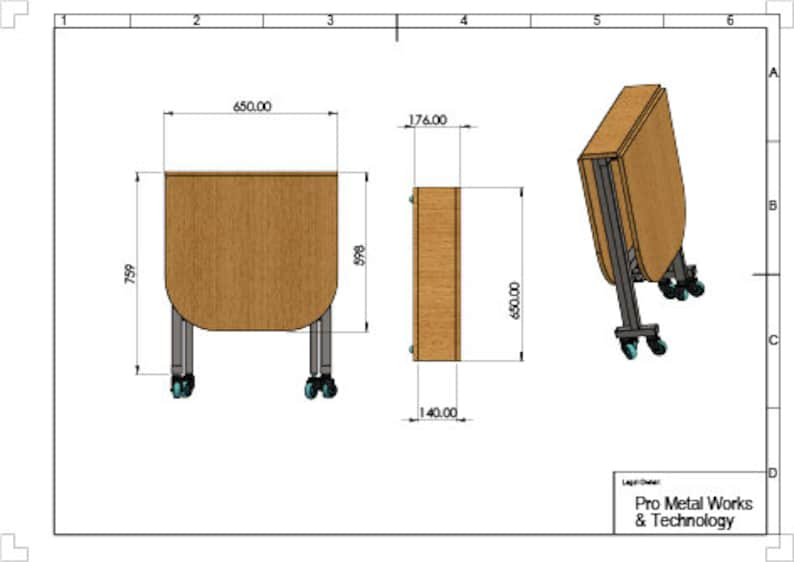 Build Plans Folding Table Dining, Extendable Kitchen Table, Table Mobile Space Saving Versatile Drop Leaf solidworks iges step files image 3