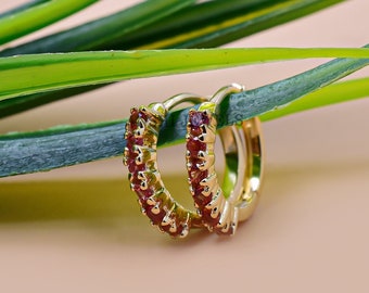 Handgemaakte 14K geelgouden vergulde granaatoorringen zilveren sieraden