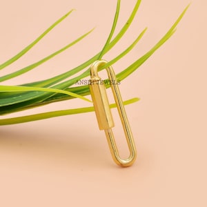 Yellow Gold Plated Long Carabiner Lock, 925 Sterling Silver Carabiner Lock, Plain Silver Carabiner Lock, Woman Jewelry Connector Lock