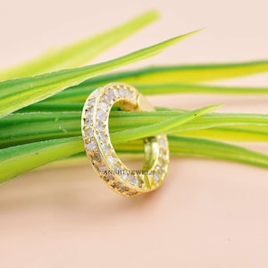 14K Yellow Gold Charm Lock Round Charm Enhancer Lock Triple Side Diamond Gold Lock Jewelry