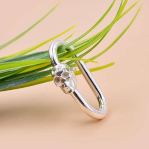 925 Sterling Silver Skull Screw Carabiner Lock, Plain Silver Skull Carabiner Lock, Woman Jewelry Connector Lock, Lucky Carabiner Lock Jewels