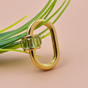 925 Silver Gold Plated Peridot Baguette Carabiner Lock Baguette Screw Carabiner Lock Jewelry Wholesale Carabiners